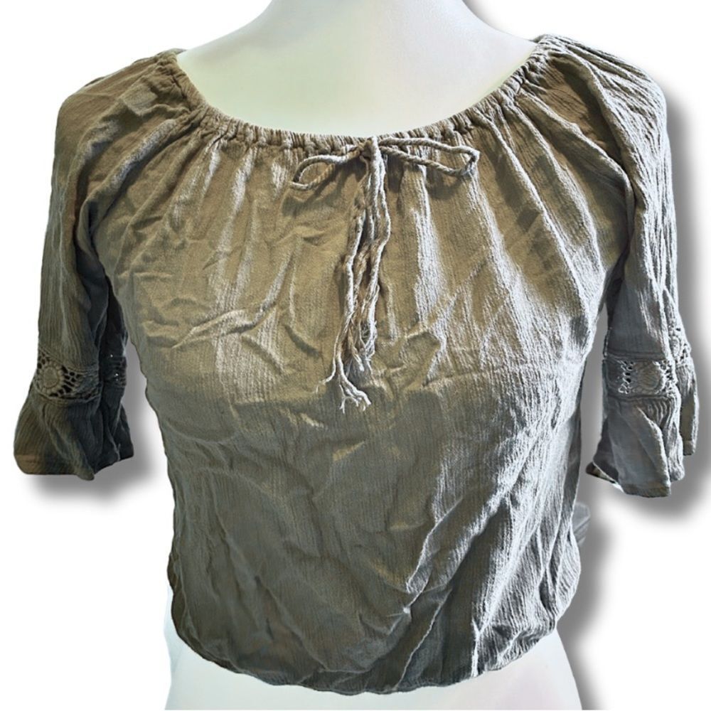 3 FOR $20 Zoe & Rose Green Boho Peasant Shirt Size Large